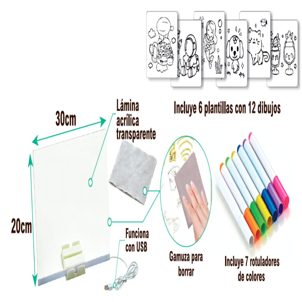 ✨ Pizarra Luz Led MagicBoard™ + Rotuladores Acuaticos Mágicos (GRATIS)